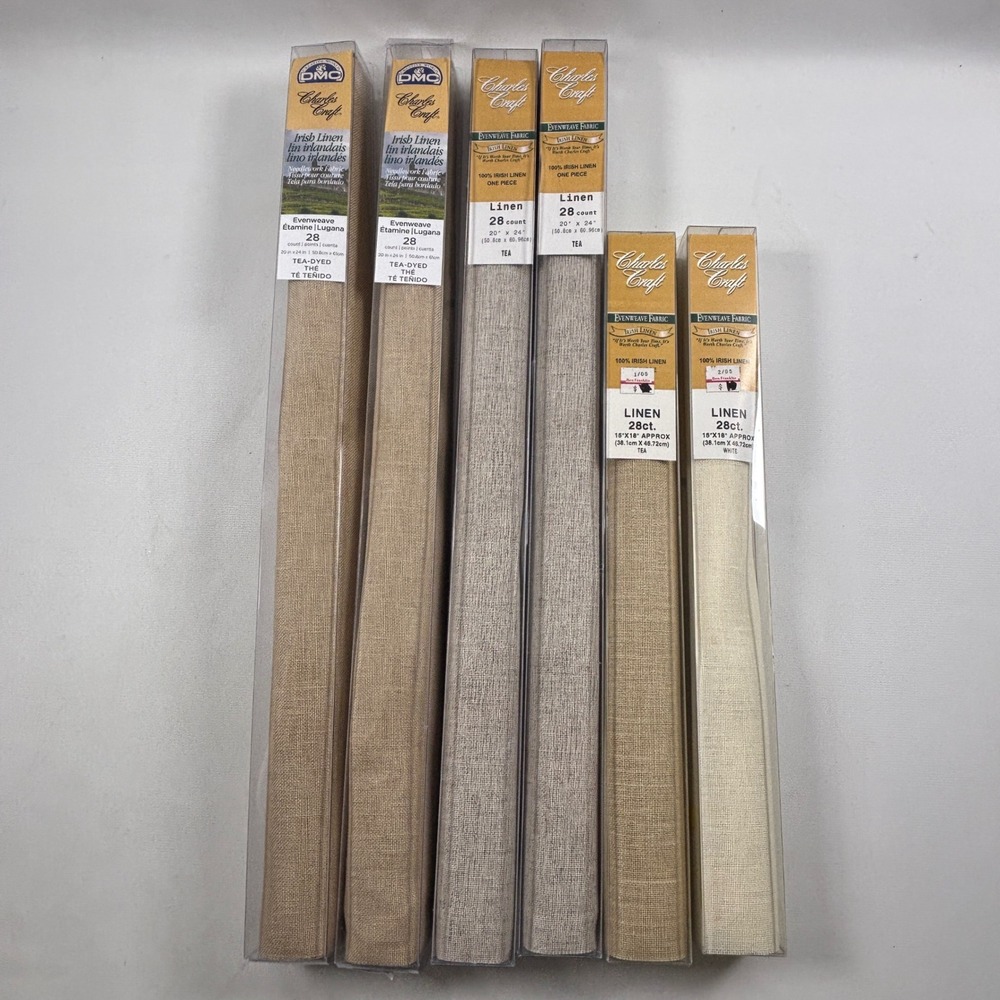DMC Charles Craft Irish Linen Evenweave Fabric 28 Count Tea White 6 Package Lot